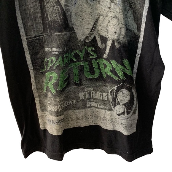 Disney x Tim Burton Frankenweenie T Shirt Sparky's Return Black Y2K - Picture 4 of 13